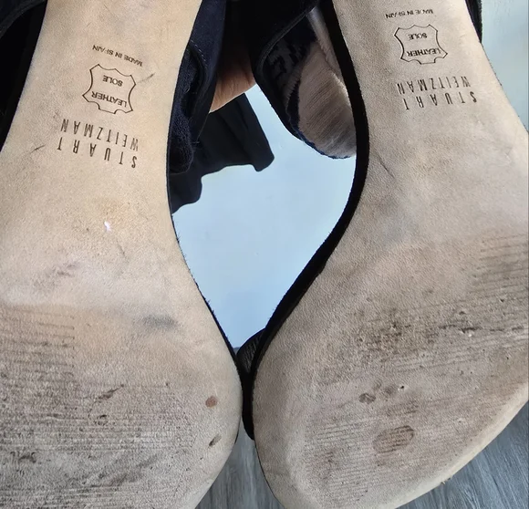 Stuart Weitzman Myslide Suede Black Heels - Picture 7 of 7